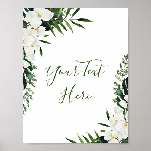 Elegant White Orchids Bohemian Floral Custom Sign