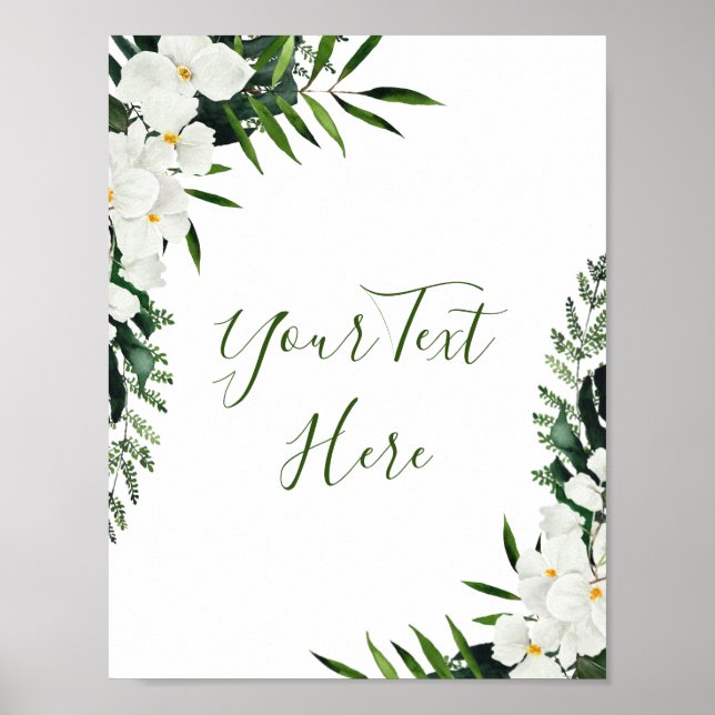 Elegant White Orchids Bohemian Floral Custom Sign (Front)
