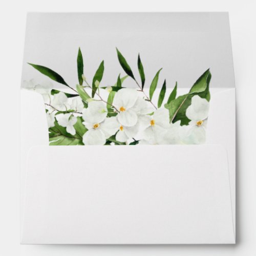 Elegant White Orchids Bohemian Floral for 5x7 card Envelope