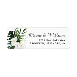 Elegant White Orchids Bohemian Floral Wedding Label