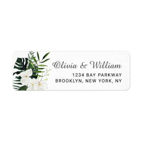 Elegant White Orchids Bohemian Floral Wedding Label