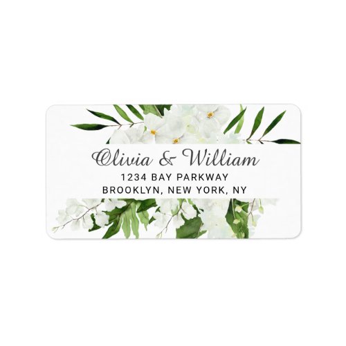 Elegant White Orchids Bohemian Floral Wedding Label