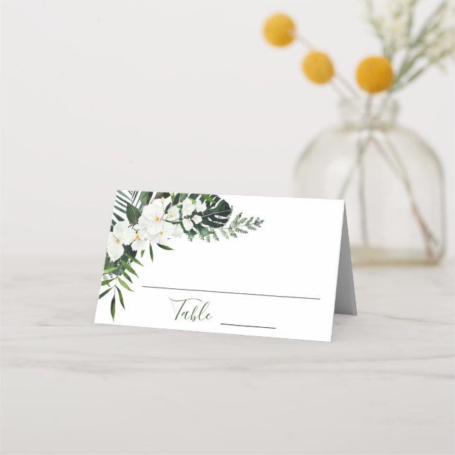 Elegant White Orchids Bohemian Floral Wedding Plac Place Card (Front)