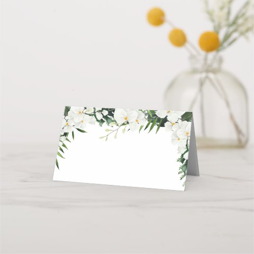 Elegant White Orchids Bohemian Floral Wedding Plac Place Card