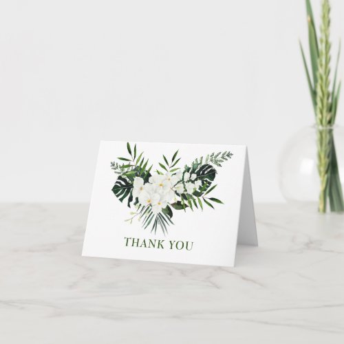 Elegant White Orchids Bohemian Floral Wedding Thank You Card
