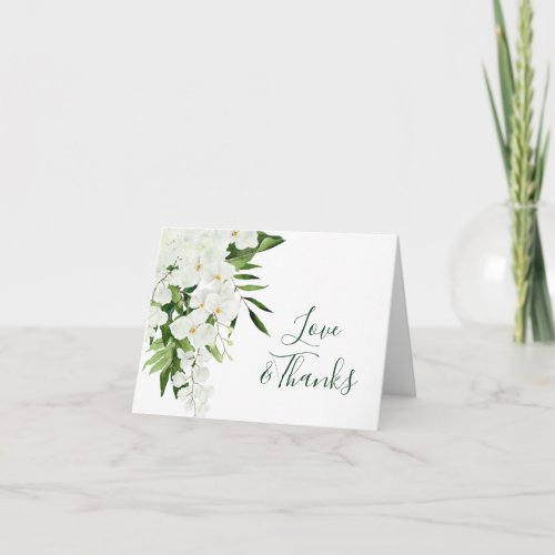 Elegant White Orchids Bohemian Floral Wedding Thank You Card