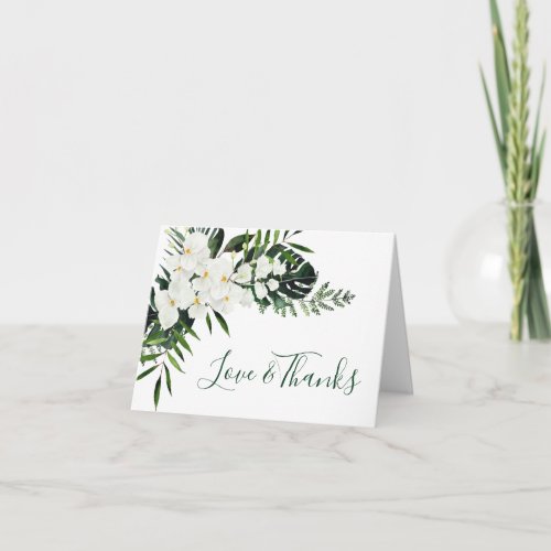 Elegant White Orchids Bohemian Floral Wedding Thank You Card