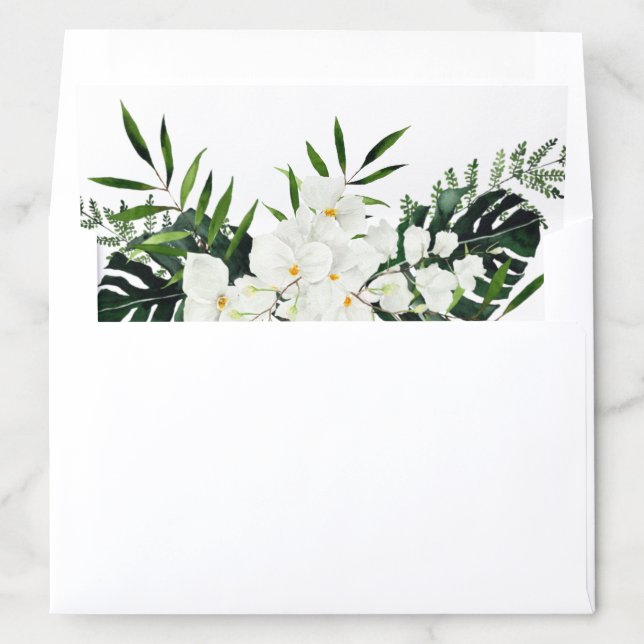 Elegant White Orchids Bohemian Flowers Envelope Liner (In Envelope)