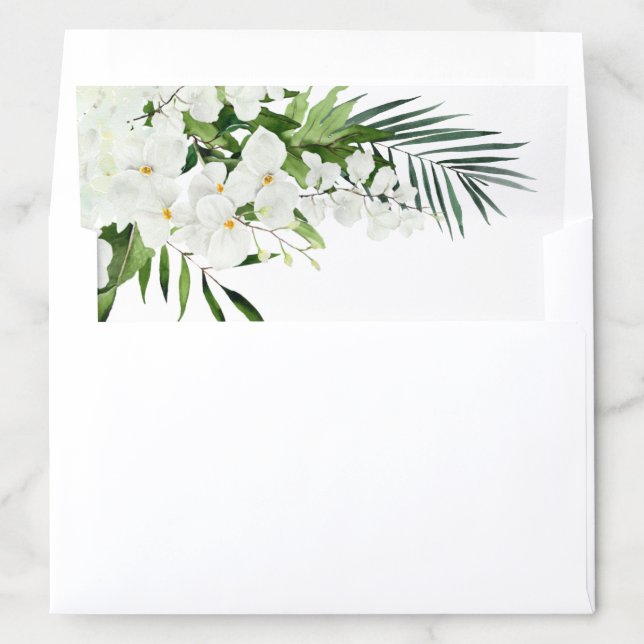 Elegant White Orchids Bohemian Flowers Envelope Liner (In Envelope)