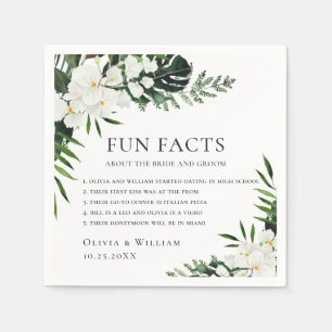 Elegant White Orchids Bohemian Fun Facts Wedding Napkins