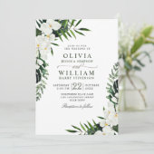 Elegant White Orchids Bohemian Greenery Wedding Invitation (Standing Front)