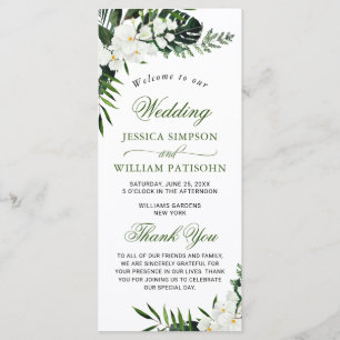 Elegant White Orchids Bohemian Wedding Ceremony Program