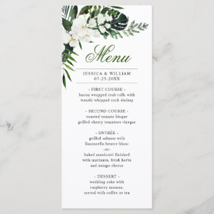 Elegant White Orchids Bohemian Wedding Dinner Menu