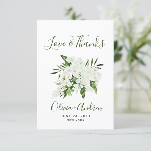 Elegant White Orchids Bohemian Wedding Floral Thank You Card