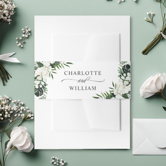 Elegant White Orchids Bohemian Wedding Invitation  Belly Band (Creator Uploaded)