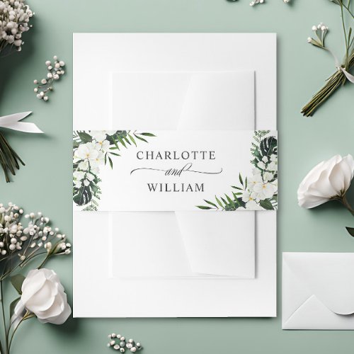 Elegant White Orchids Bohemian Wedding Invitation  Invitation Belly Band
