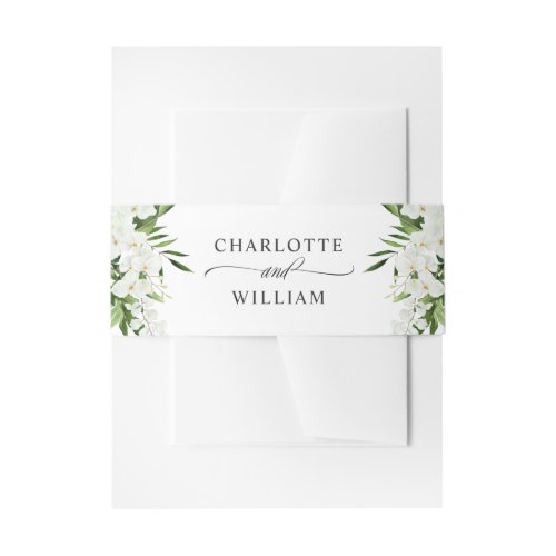 Elegant White Orchids Bohemian Wedding Invitation Invitation Belly Band