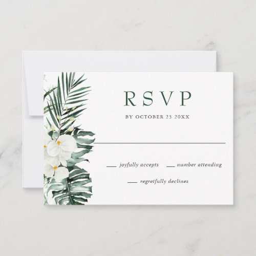 Elegant White Orchids Bohemian Wedding  RSVP Card
