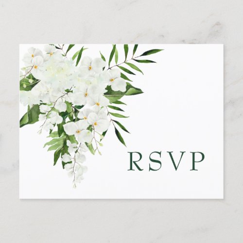 Elegant White Orchids Bohemian Wedding RSVP Postca Postcard