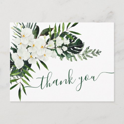 Elegant White Orchids Bohemian Wedding Thank You Postcard