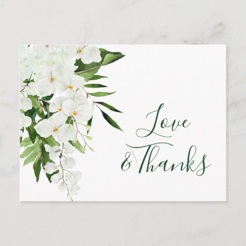 Elegant White Orchids Bohemian Wedding Thank You Postcard