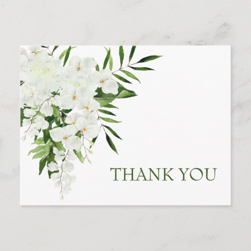 Elegant White Orchids Bohemian Wedding Thank You Postcard