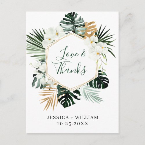 Elegant White Orchids Bohemian Wedding Thank You Postcard