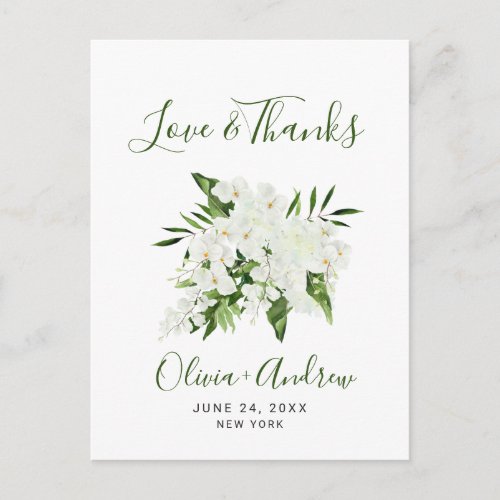 Elegant White Orchids Bohemian Wedding Thank You Postcard