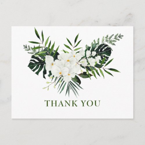 Elegant White Orchids Bohemian Wedding Thank You Postcard