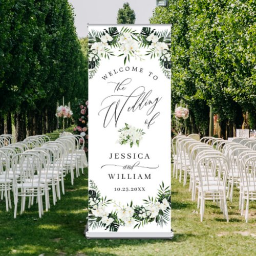 Elegant White Orchids Bohemian Wedding Welcome Ret Retractable Banner