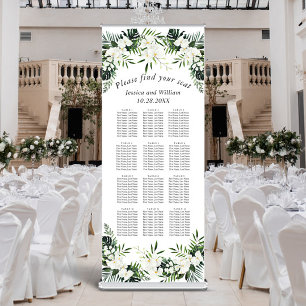 Elegant White Orchids Boho 12 Tables SEATING CHART Retractable Banner
