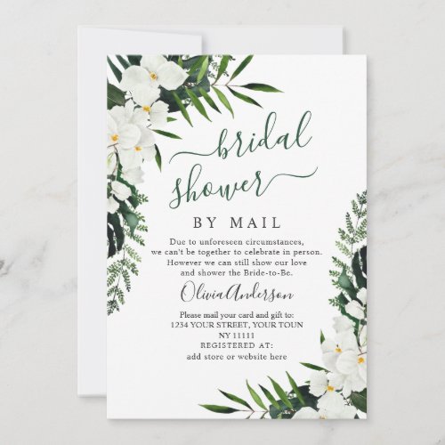 Elegant White Orchids Boho Bridal Shower By Mail Invitation
