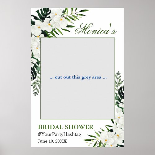 Elegant White Orchids Bridal Shower Photo Frame Poster