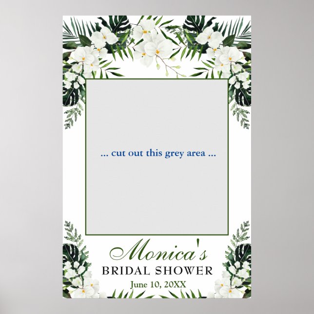 Elegant White Orchids Bridal Shower Photo Frame Poster (Front)