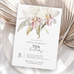 Elegant White Orchids Floral 50th Birthday Invitation<br><div class="desc">A beautiful tropical 50th birthday party invitation featuring watercolor floral white orchids with tinges of pink. This feminine tropical theme is a beautiful choice for celebrating a special milestone birthday. Trendy type face pairings make your text pop with style. Personalize the easy to use text template with your event details....</div>
