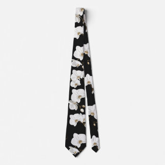 Elegant White Orchids Neck Tie