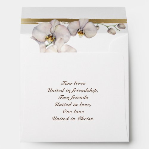 Elegant White Orchids Return Address Wedding Envelope