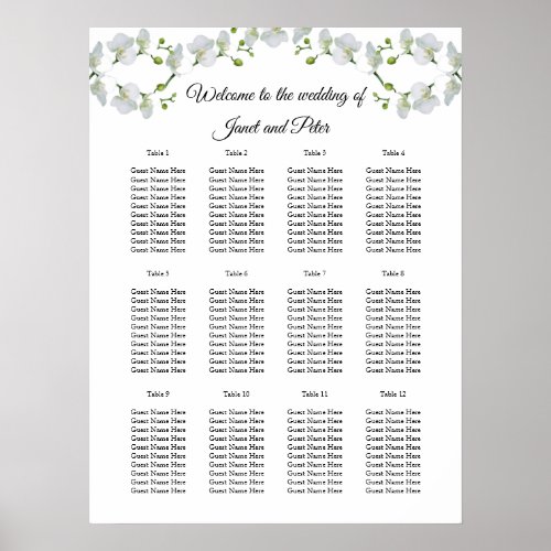Elegant  white orchids Seating Charts