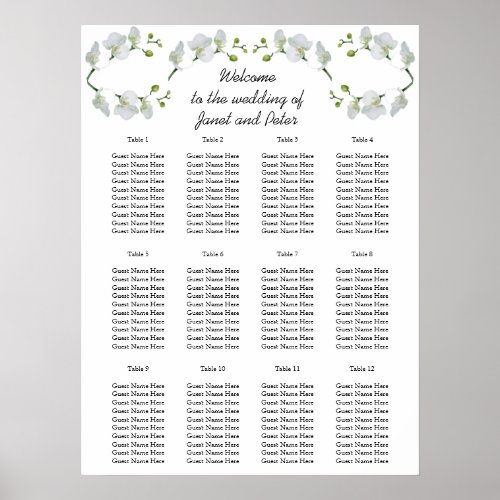 Elegant white orchids Seating Charts