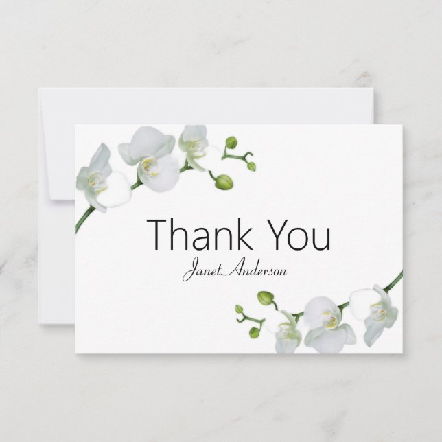 Elegant white orchids   thank you card (Front)