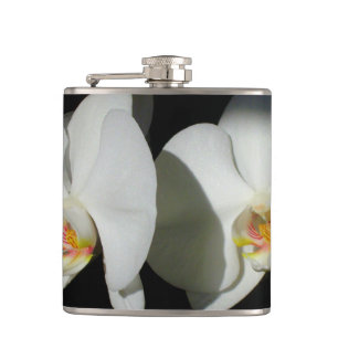 Elegant White Orchids, tropical floral photo Flask