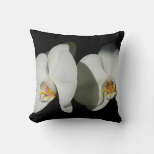 Elegant White Orchids, tropical floral photo Throw Pillow
