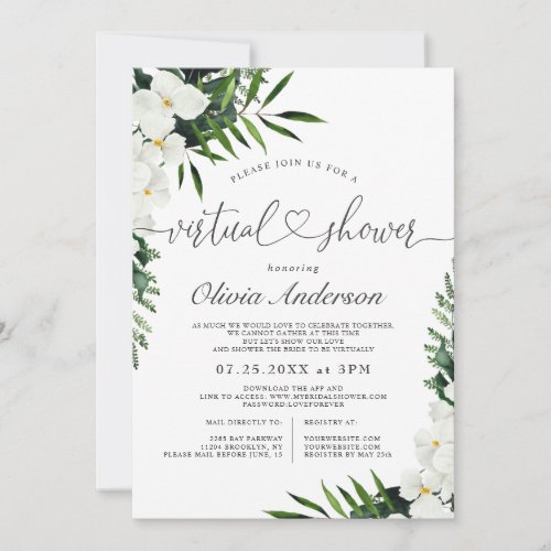 Elegant White Orchids virtual Bridal Shower Invitation