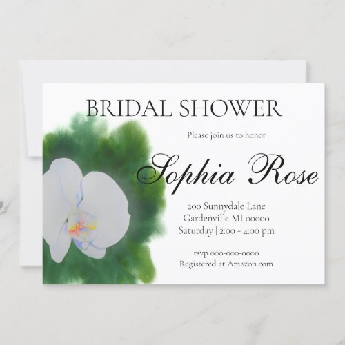 Elegant white orchids water color floral painting invitation