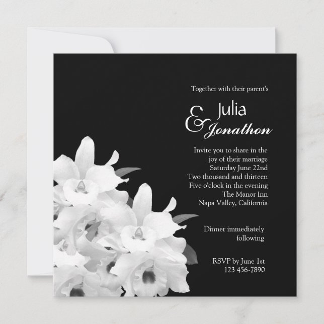Elegant White Orchids Wedding Invitation (Front)