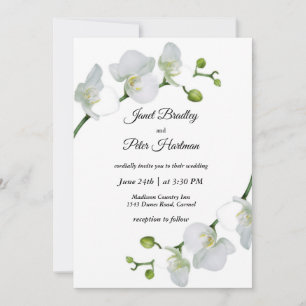 Elegant white orchids Wedding Invitation