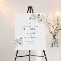 Elegant White Orchids Welcome Wedding Sign