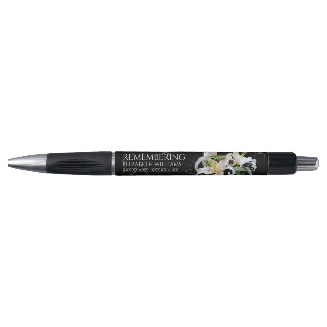 Elegant White Oriental Lilies Celebration of Life Pen (Front)