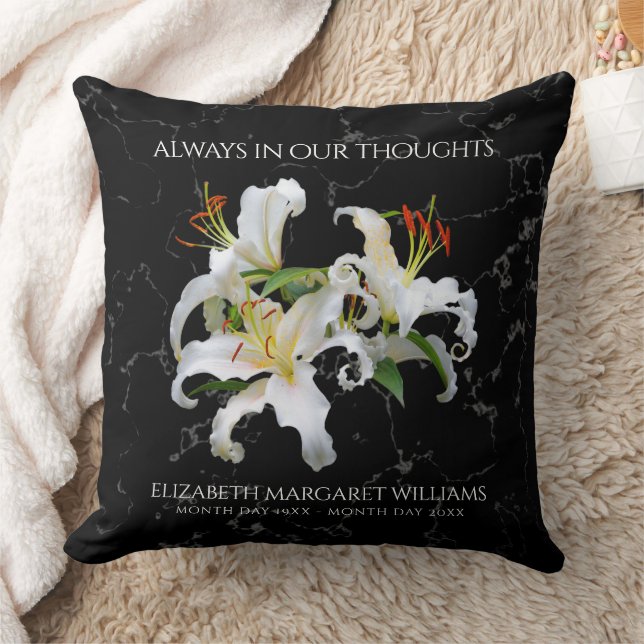 Elegant White Oriental Lilies Celebration of Life Throw Pillow (Blanket)