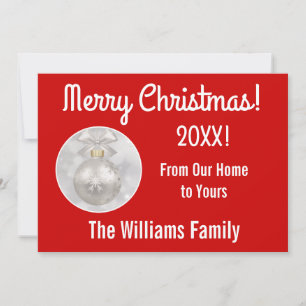 Elegant White Ornament Customize Christmas Card